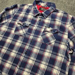 FMF Flying Machine Factory Flannel Shirt Mens XL Blue Plaid Button Down Motocros